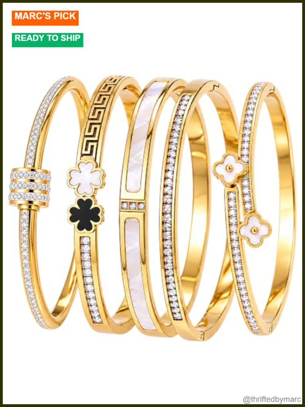 18K Gold-Plated Stainless Steel Stackable Bangle Bracelet Set